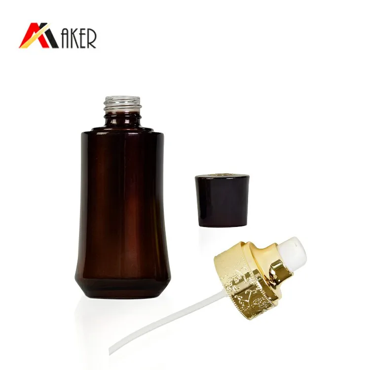 Wholesale hot sale skincare packaging container set custom color empty pump lotion glass 30ml cosmetic bottles With screw cap