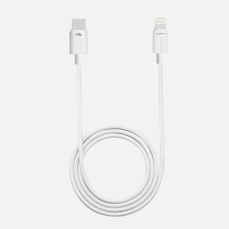 Wopow 18w cable pd 1m white color type c pd cable 12months warranty usb pd cable