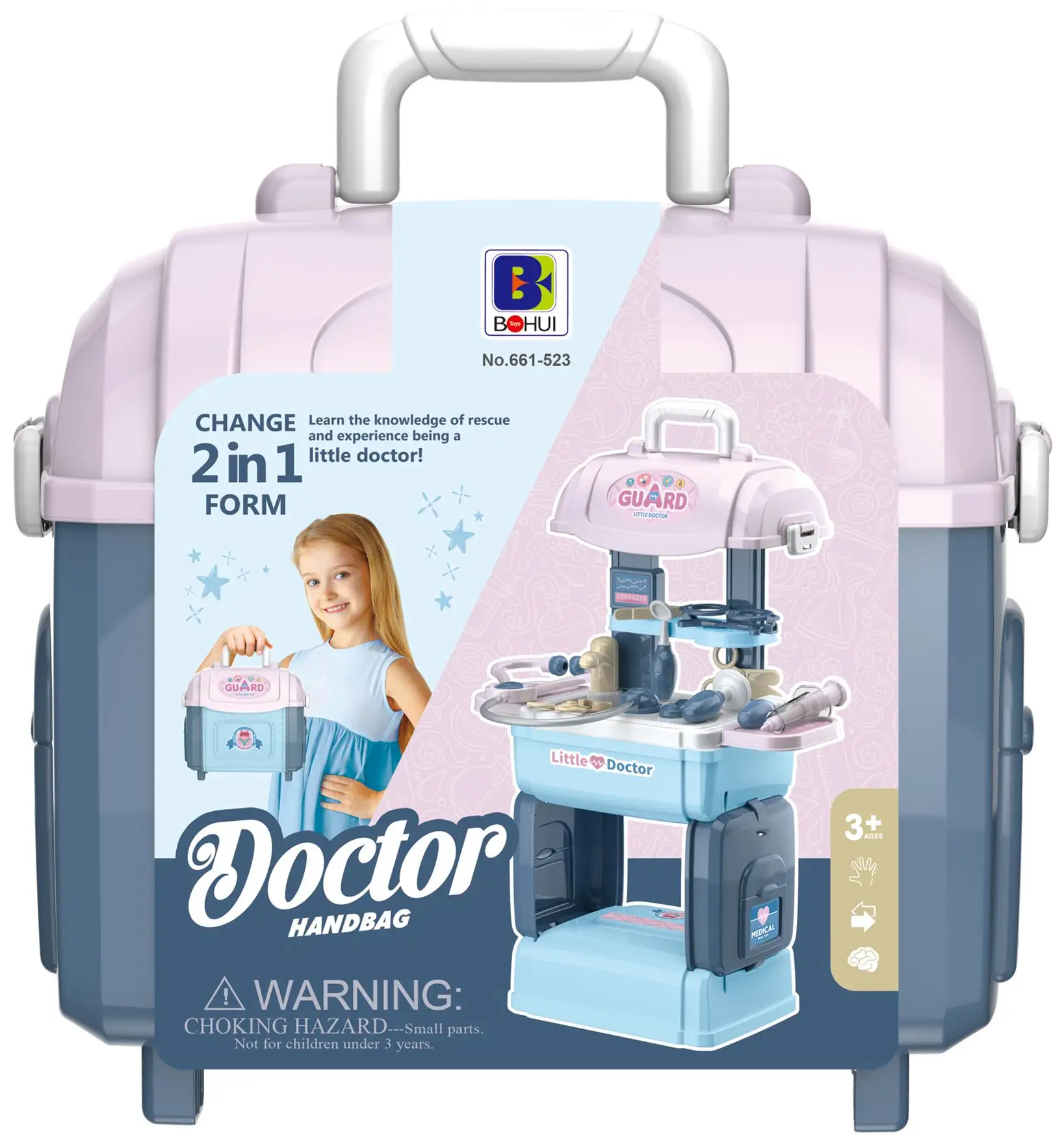 Kids 2 in 1 Educational Doctor Set with  Handbag Pretend Play Plastic Set Little Doctor Toys