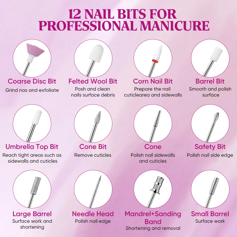 15000RPM Portable Cordless Nail Drill Rechargeable Wireless Electric Polishing Machine Manicure Pedicure Kit Nail File