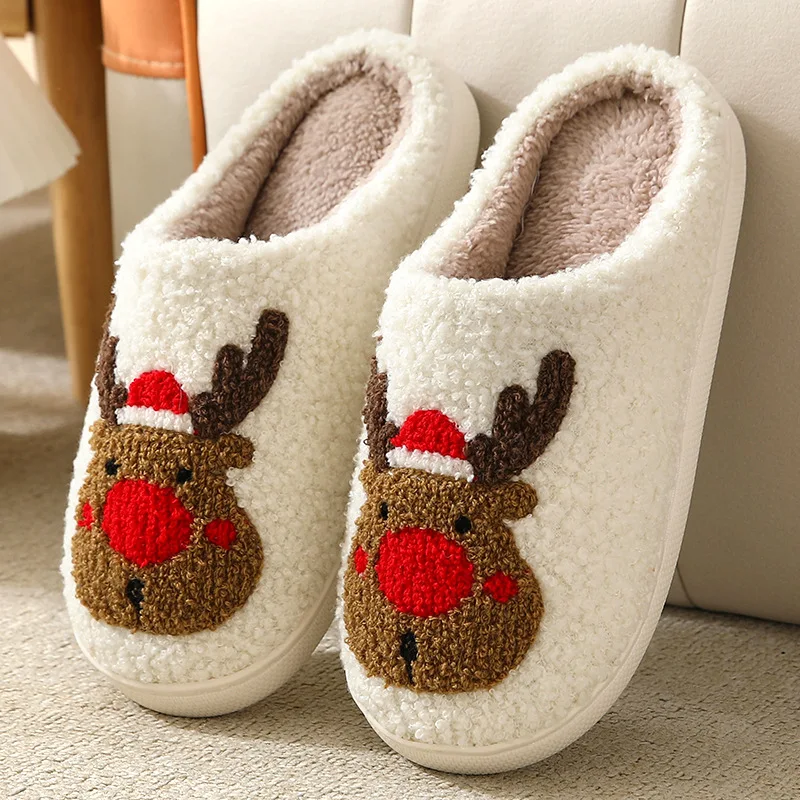 Flip Flop Cute Travel Reusable Christmas Slippers home shoes indoor plush shoes