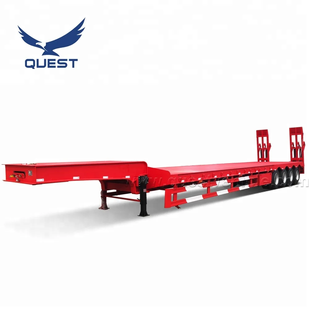 QUEST Factory Supports Custom 4 Axles Lowbed Semi-Trailer Wabco Brake System Efficient Steel Truck Trailer