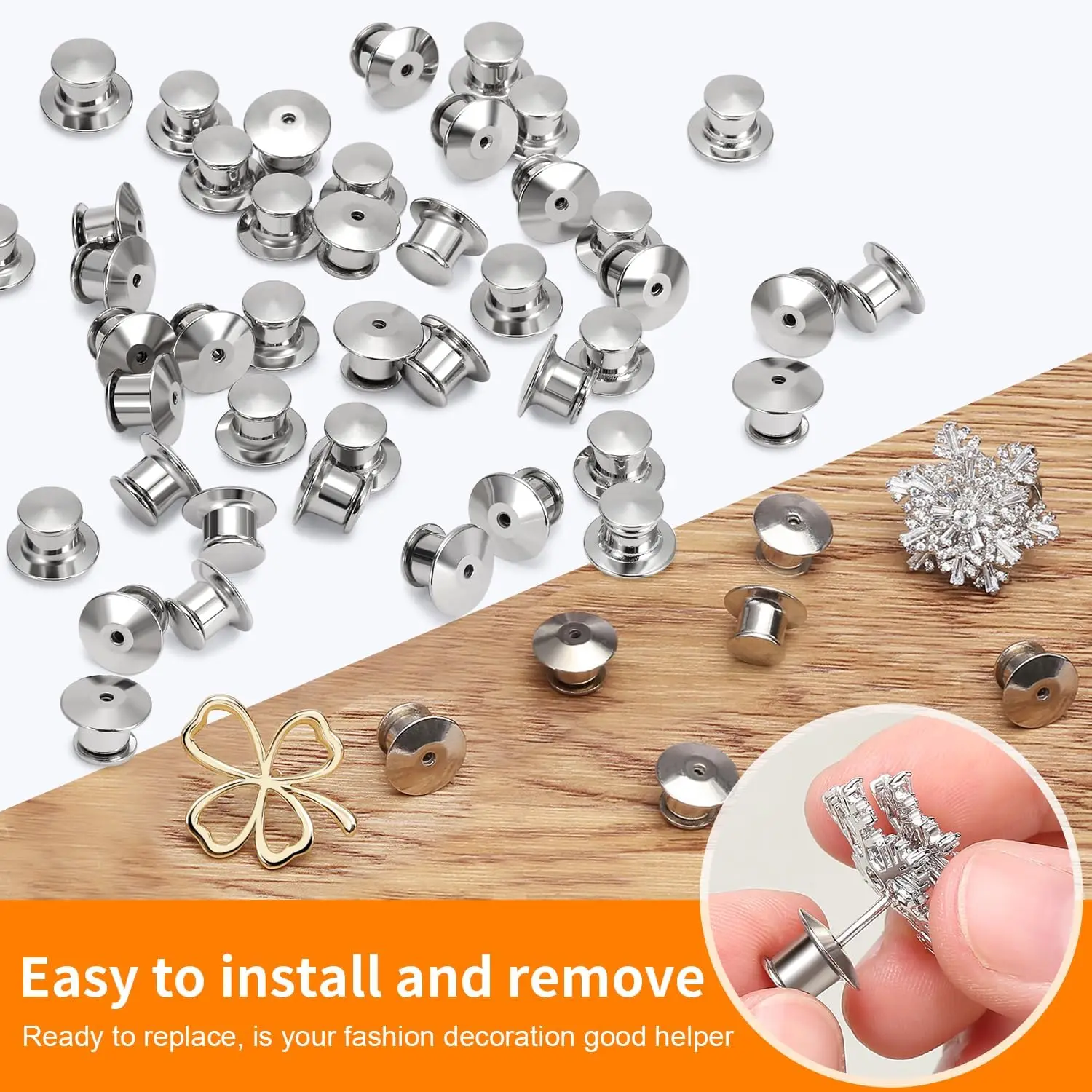 100 PCS Pin Backs Locking, Lapel Pin Keepers Clasp, Metal Pin Locks Back, Brooch, Badge Keepers, Replacement Pin Back