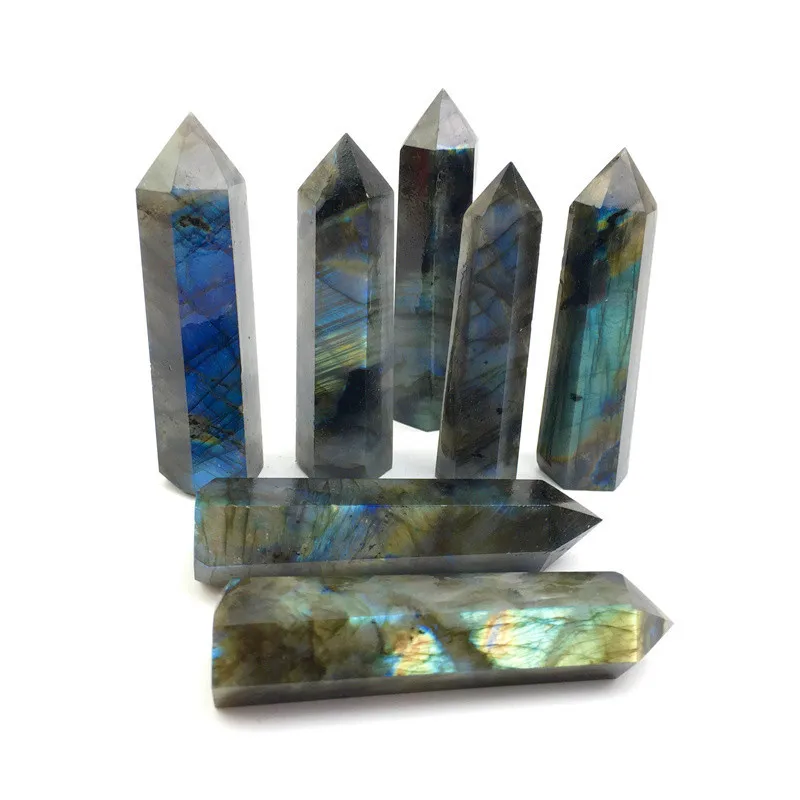 Оптовая продажа, башня из натурального кристалла, Золотая синяя вспышка, палочка из кристалла Лабрадорита, башня лабрадорита