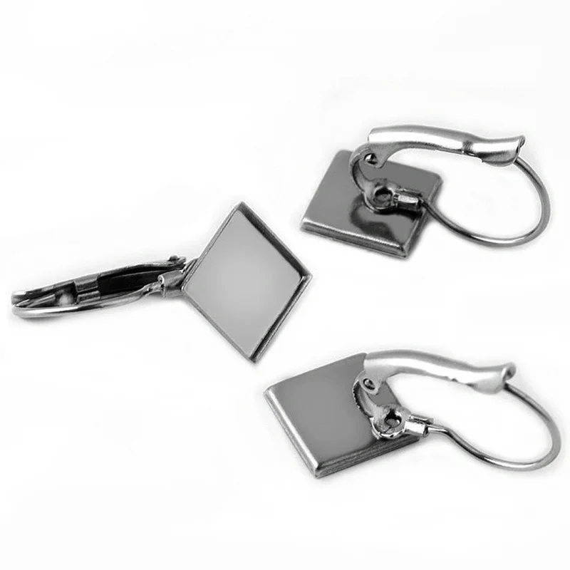 New Listing Stainless Steel Square Ear Hook 9.8mm Right Angle and Diagonal Empty Support Earrings Jewelry Accessories Wholesale