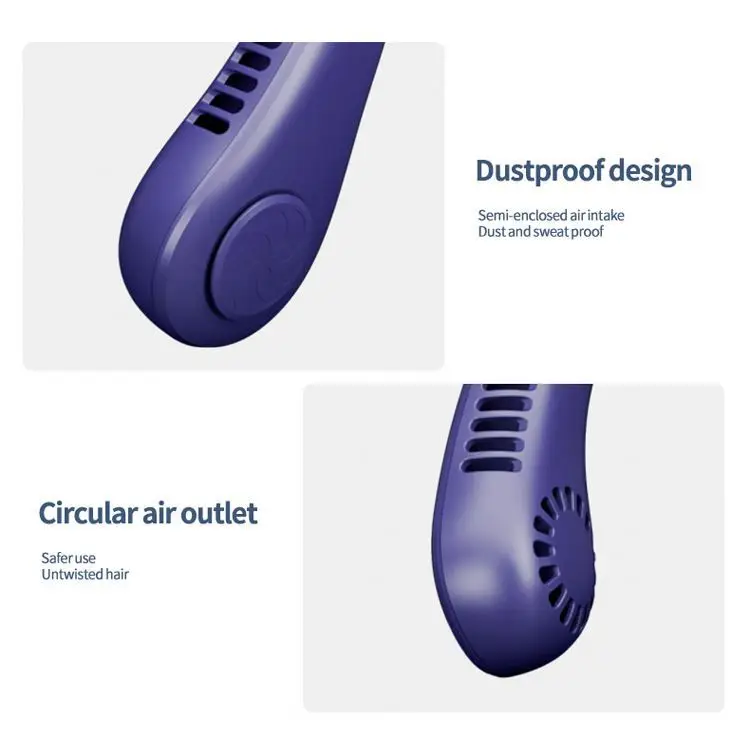 Portable Neck Hands Free, Bladeless Fan Battery Personal  Leafless Rechargeable Headphone Design USB Powered Fan/