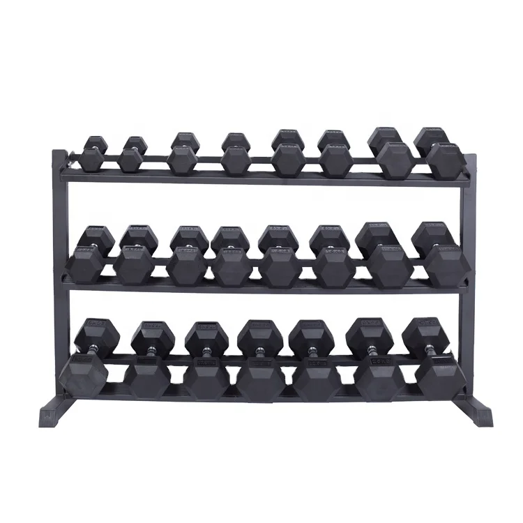 Home and commercial weight lifting rubber HEX dumbbell set kg lb