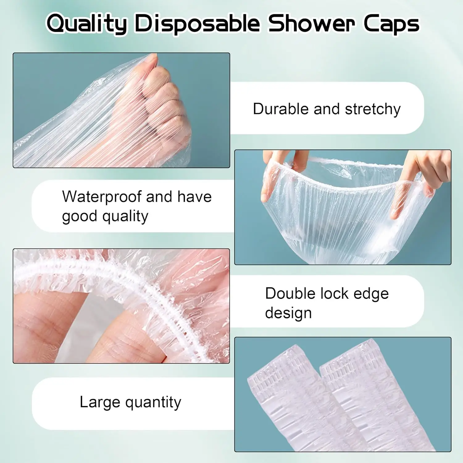 Hot 100PCS Plastic PP Food Cover Waterproof Shower Caps Hair Large Disposable Hair Caps for Shower Coloring Home Hotel Travel