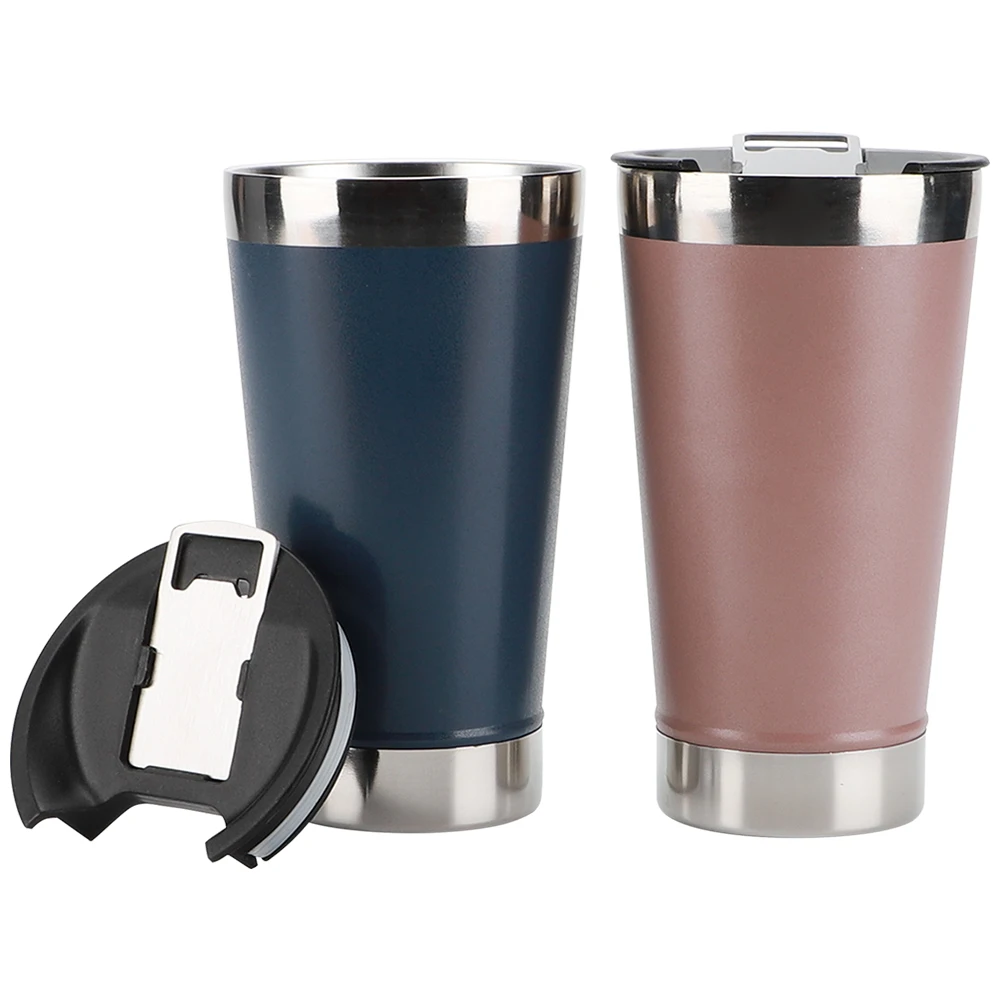 Wholesale Custom Logo Double Wall Stainless Steel Wine Tumbler Beer Mug with Lid