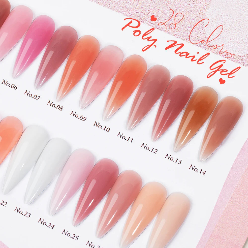 Hot selling nude polygeling 30ml uv build gel acrylic gel  28 colors for nail extension