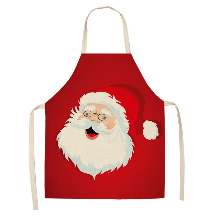 Christmas Snowman Santa Claus Pattern Antifouling Apron Home Cooking Kitchen Oil Proof Apron Chef Clothes