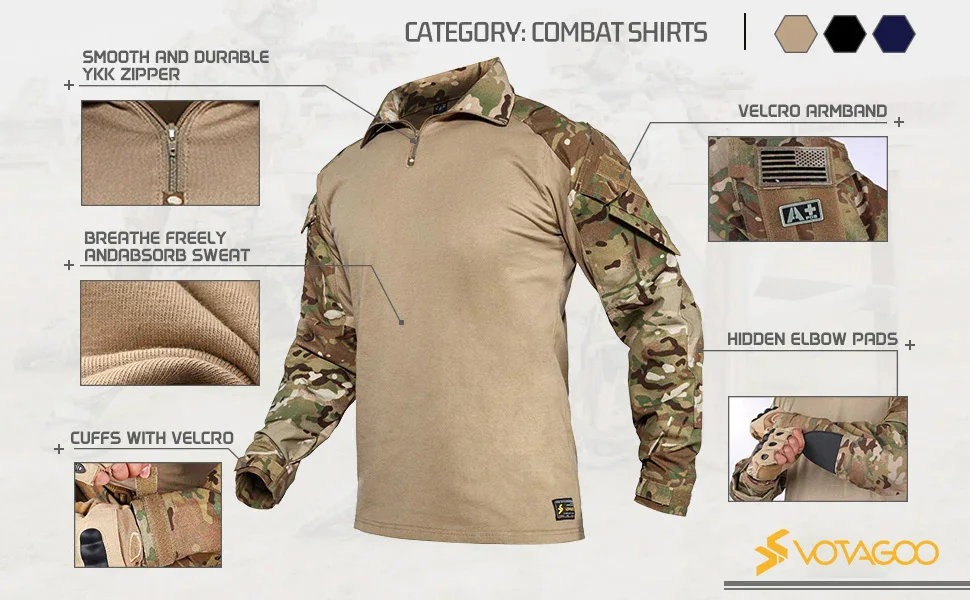 VOTAGOO Wholesale Tactical Airsoft Paintball T Shirt Pants Suit CP Multicam Camo Frog Suit G3 Uniform