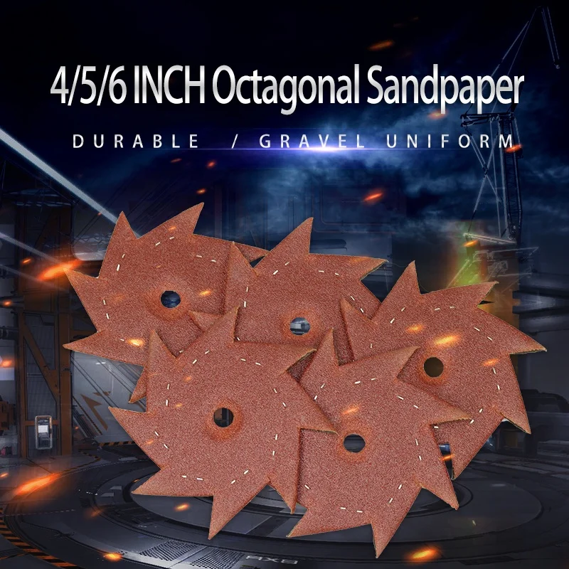 5Inch 125mm Octagonal Abrasive Sandpaper Sanding Disc sand disc for wood deburring or polishing