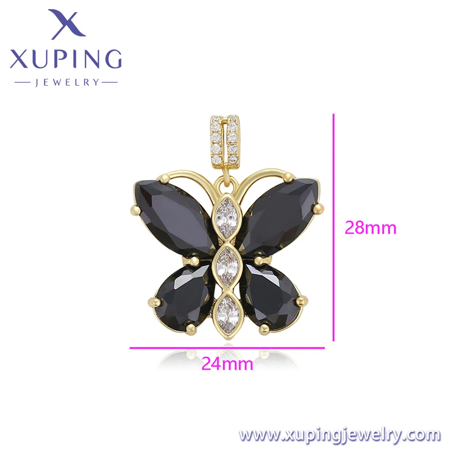 X000789045 Xuping Jewelry Fashion Pendants Butterfly With Black Diamond 14k Gold Plated Pendant Shinning For Women Girl Pendant