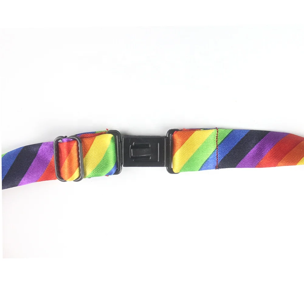 Factory direct 100% polyester custom rainbow striped bow tie handmade printed bow ties for men