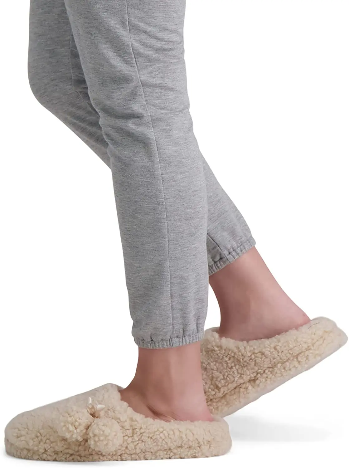 Womens Plush Marshmallow Slide on House Slipper Clog with Memory Foam Insole TPR Outsole Ladies Home Winter Slippers