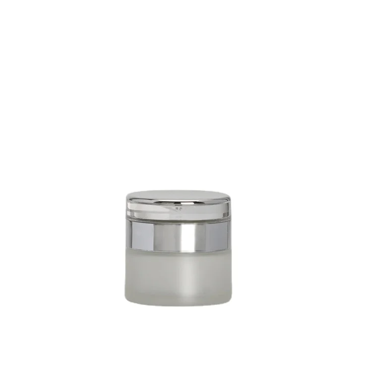 Glass jar 50g transparent glass cosmetic cream jar with Silver aluminum lid