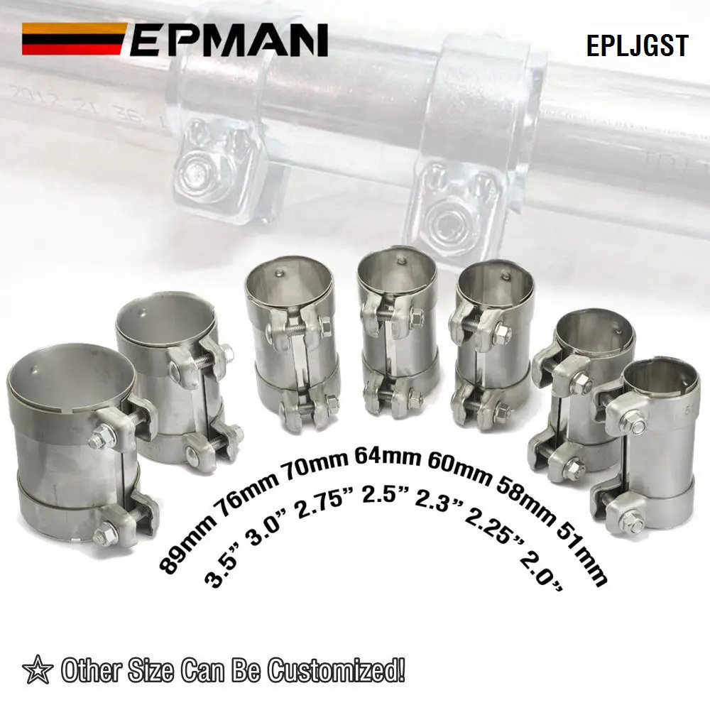 EPMAN 304 Stainless Steel Muffler Clamp Exhaust Butt Joint Pipe Clamps 51mm 58mm 60mm 70mm 64mm 76mm 89mm EPLJGST