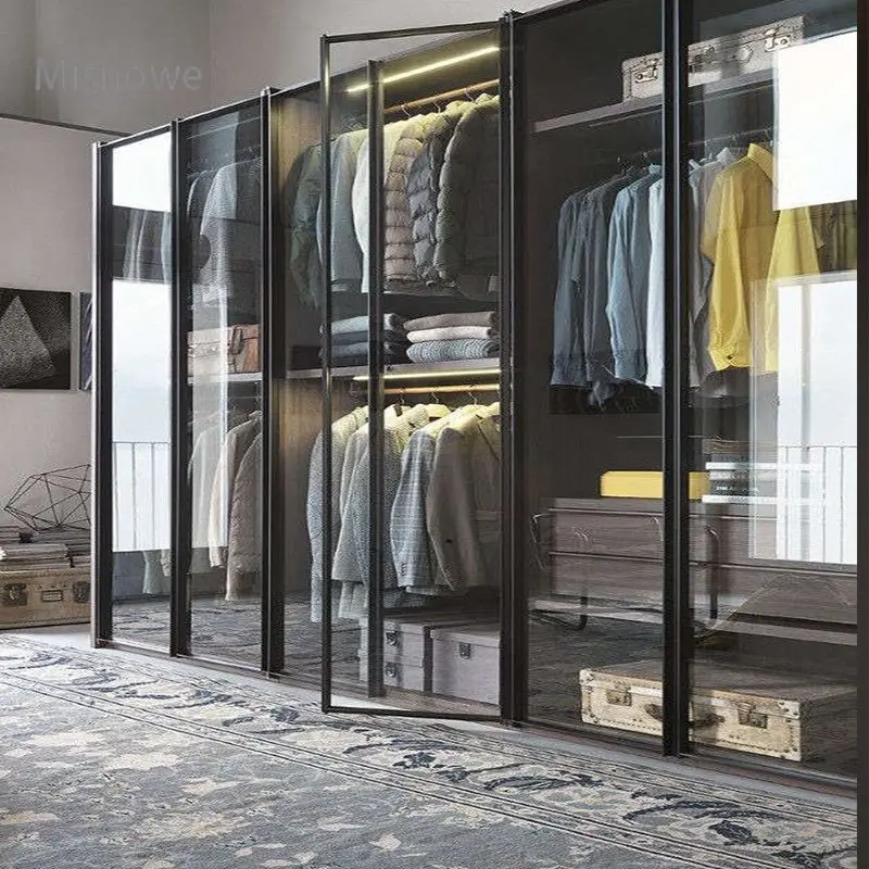 Waybom Modern Design Aluminium Wardrobe With Glass Door Design Walk in Closet Amoires Wardrobe