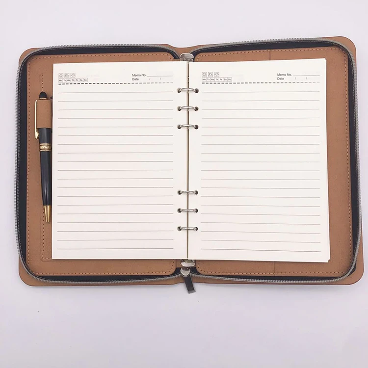 
A5 size leather zipper file folder 