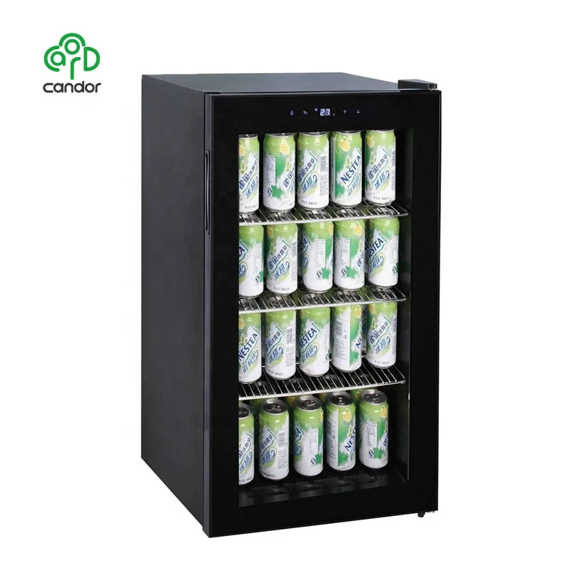 Right Hinge Glass Door Beverage Refrigerator Cooler Mini Bar Beer Fridge With 100 Can Capacity