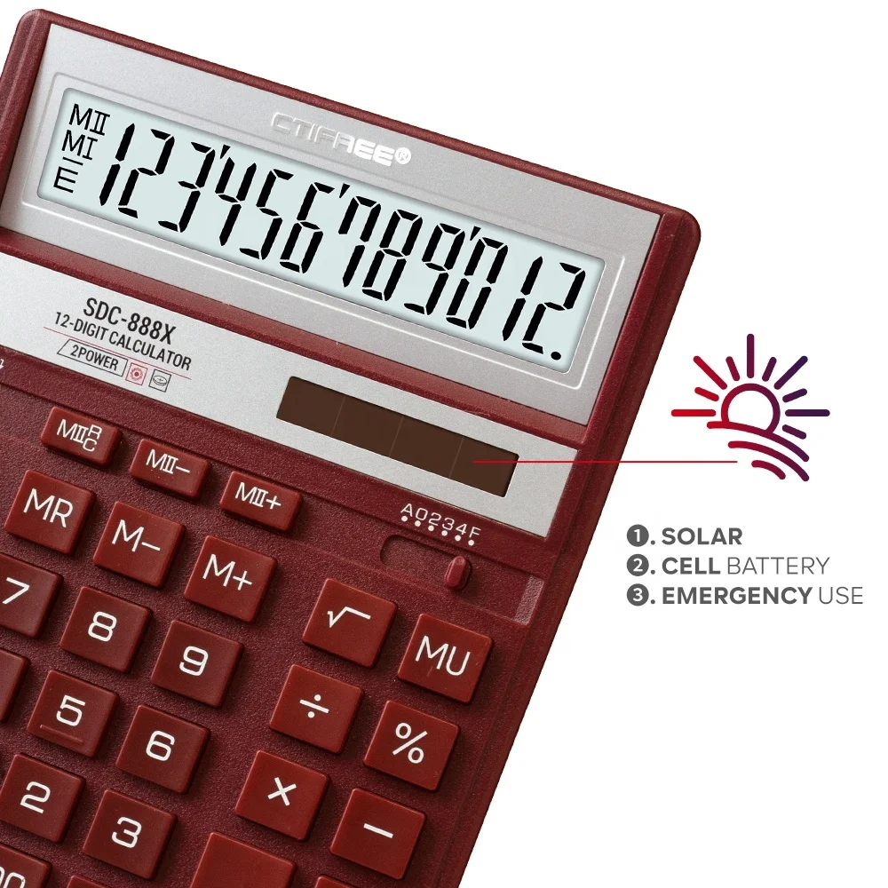 12 16 Digit Factory Supply Original Dual Power Office Stationery ESD Calculator Real Solar Energy Calculadora Desktop
