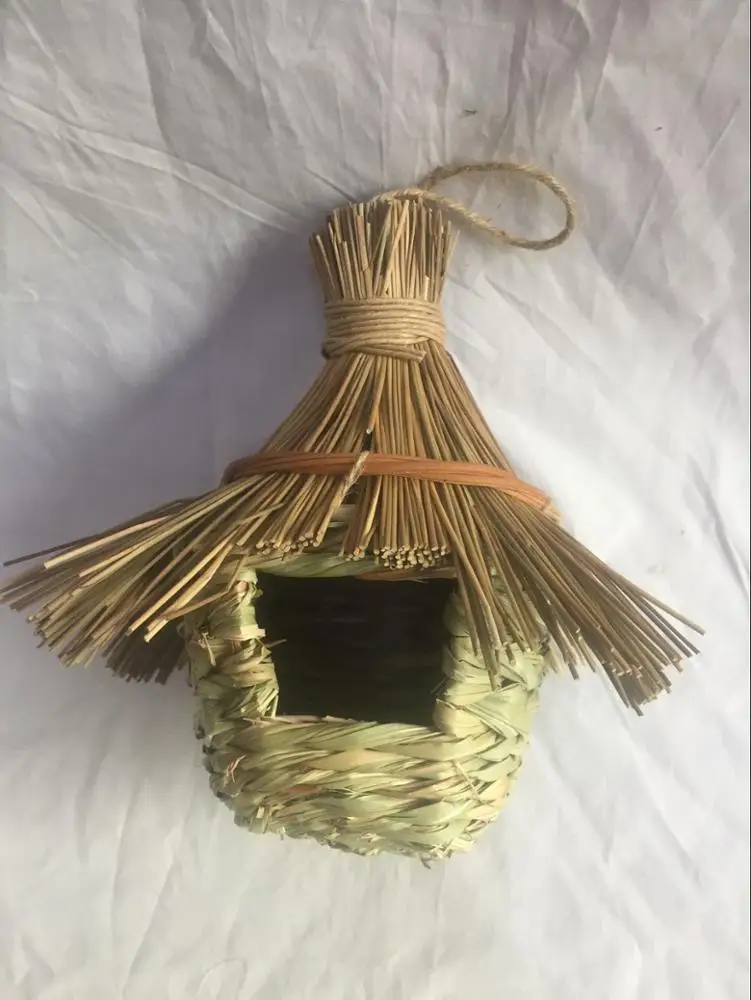 Hanging Birdhouse Hummingbird Nest Fiber Hand-Woven Roosting Pocket
