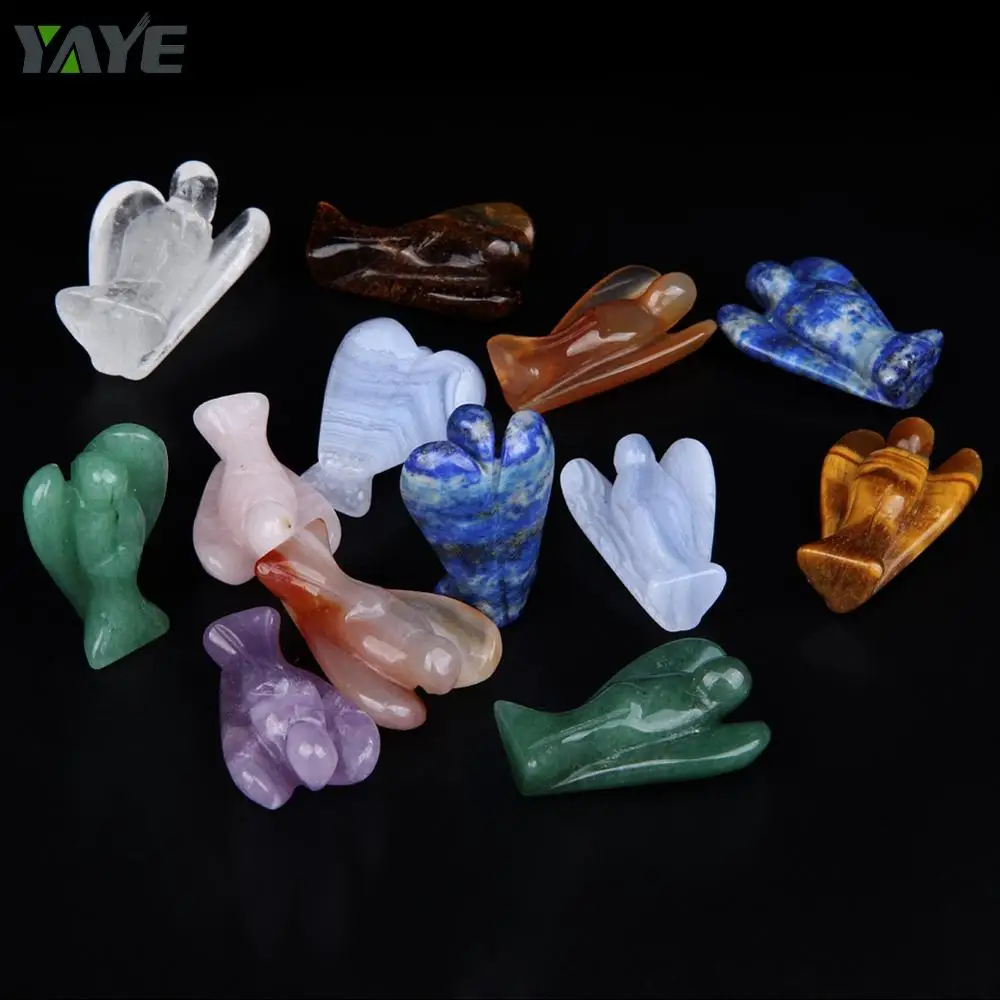Бог Ангел/Ангел для рейки лечения/розовый кварц, Синий кружевной Агат драгоценный камень резной Ангел