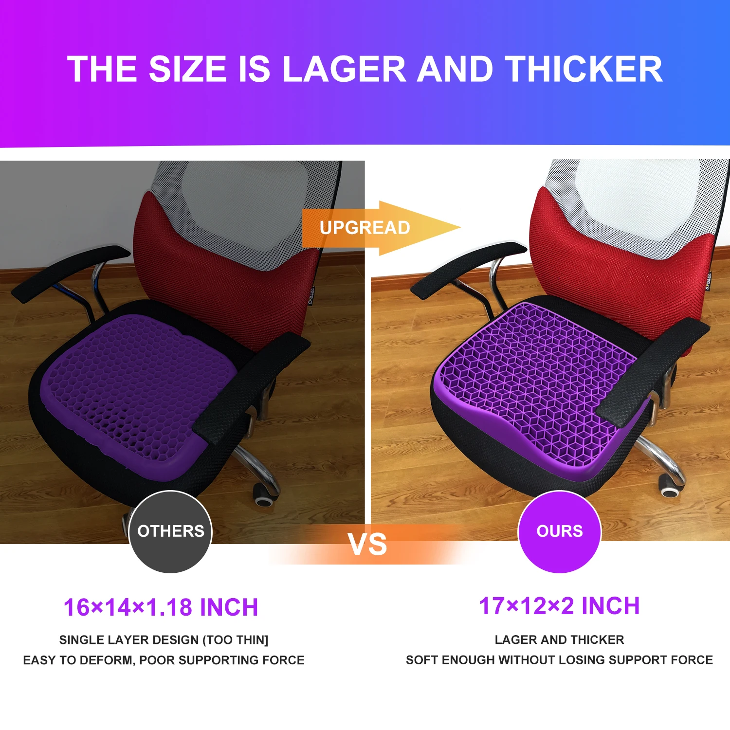 Office Seat Cushion Double Thick Big Gel Seat Cushion Home Office Chair Cars Seat Cushion