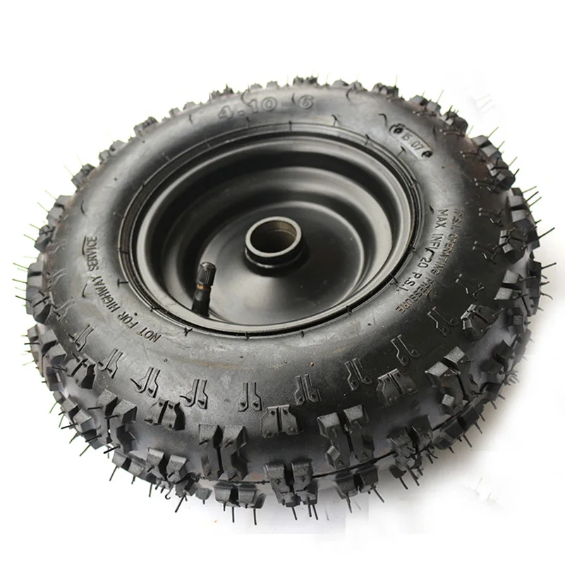 ATV wheels 4.10-6 tire and rim ATV Quad Go Kart 47cc 49cc Chunky 4.10-6 Tires Inner Tube Fit All Models