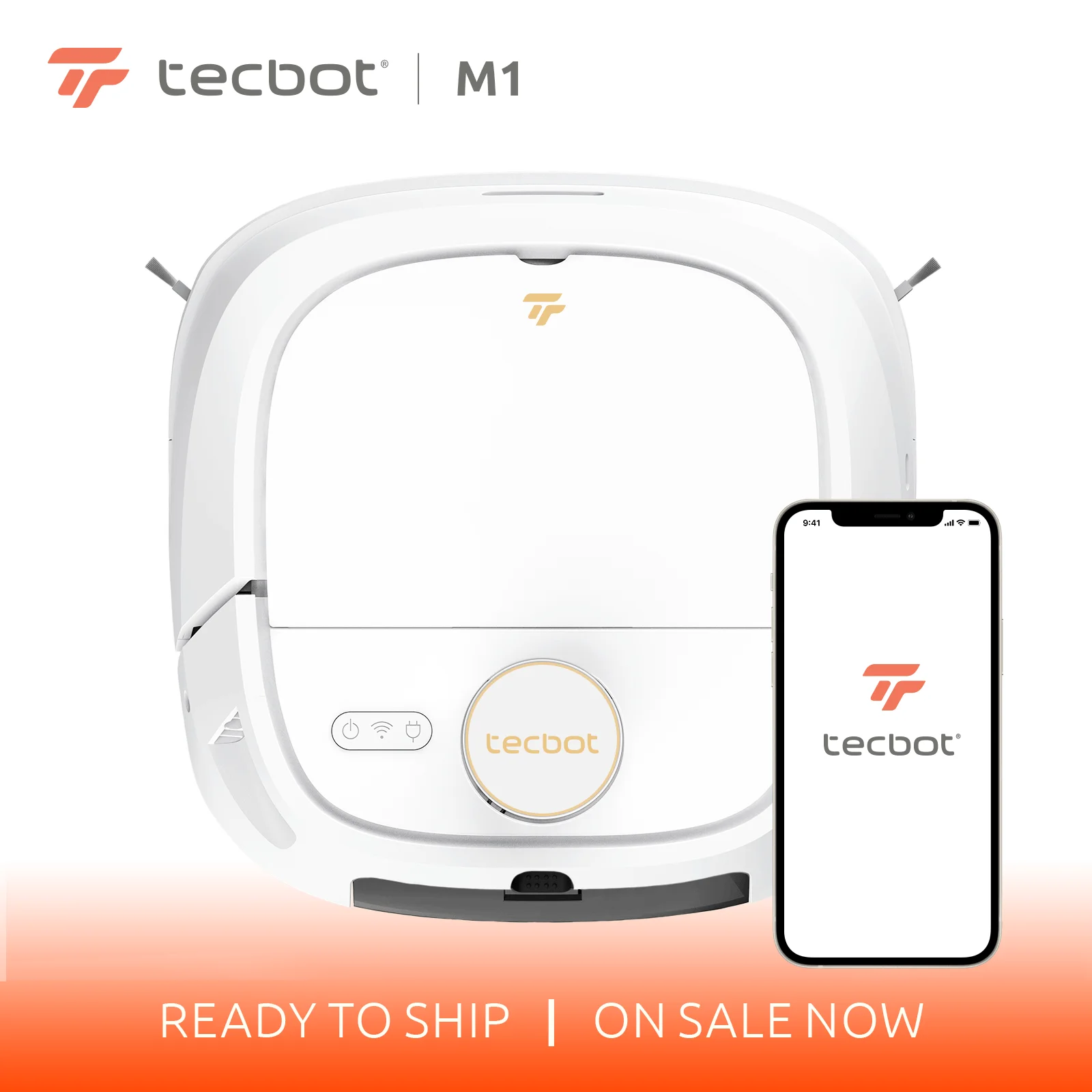 Tecbot M1 Roller-Mop Self-Rinse Sweep All In 1 WiFi Connected Smart Home APP Remote Control Sweeper Cleaner Robot Vacuum Cleaner