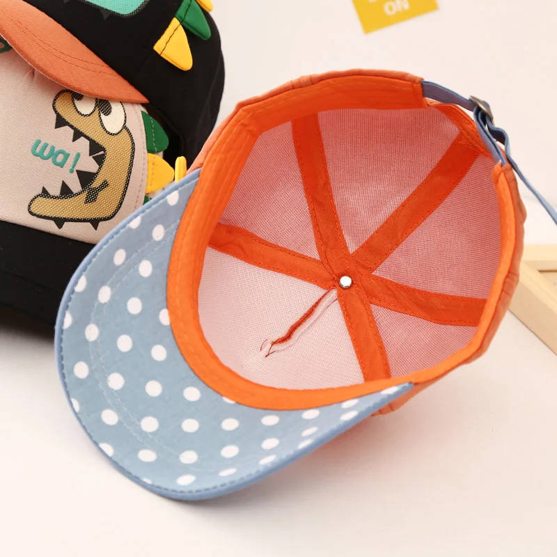 Cartoon Embroidered Dragon Charms Baseball Cap for Kids Spring Autumn Corduroy Sun Hat