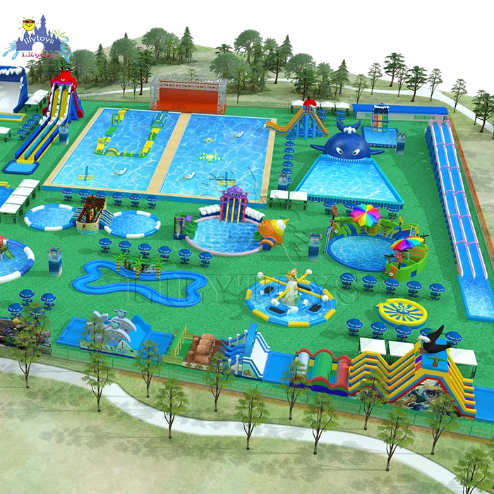 lilytoys inflatable pirate theme water park for kids big water fly slide for adult customized water park