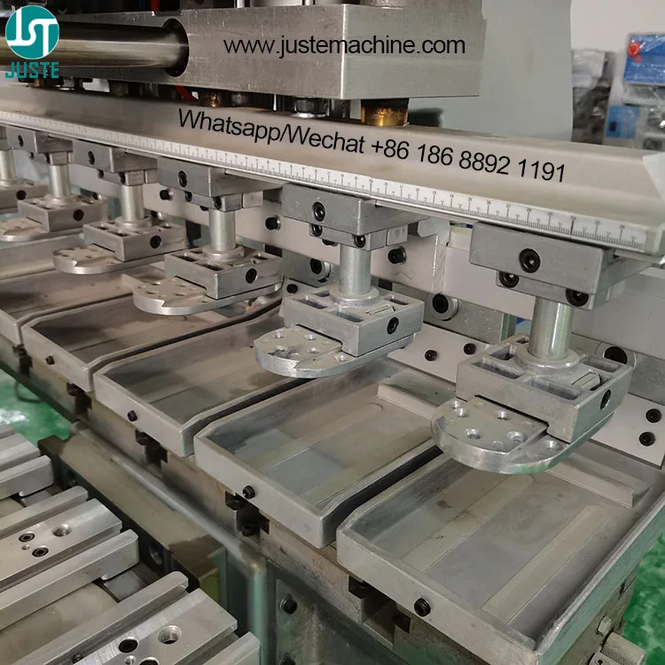 6 Colors Easy Pad Printing Machine Conveyor Semi-Automatic Pad Printer For Wristbands Neck Care Label Nylon Ribbon Micro Sd Card