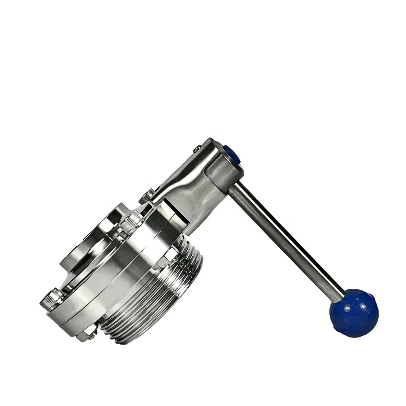 Aohoy 304 316L sanitary stainless steel one side single butt weld and male threaded butterfly valve