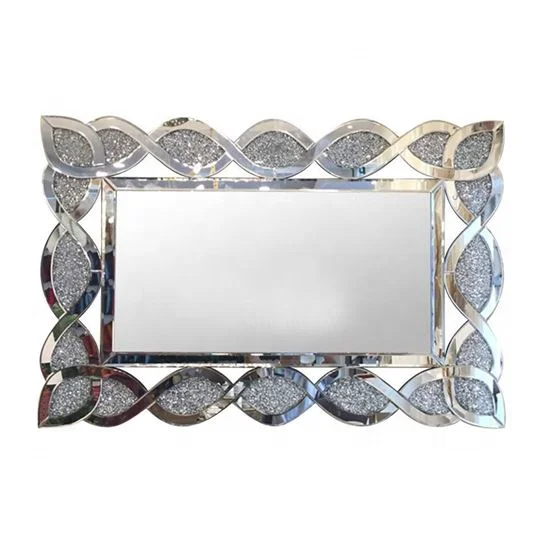 Guanding Wholesale Factory Direct Classic Crushed Diamond Mirrored Console Table with Wall  Mirror Set