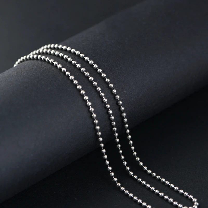 Authentic silver chain S925 Sterling Silver Chain Jewelry 2mm fashion retro Thai silver bead chain necklace for women