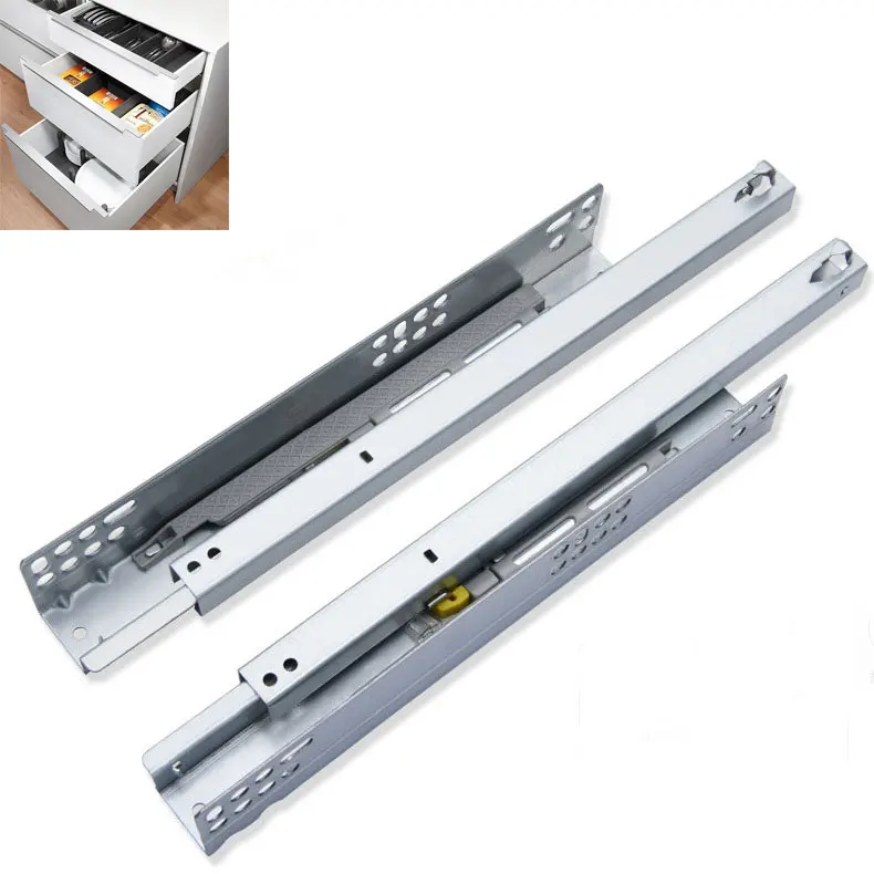push to open hidden telescopic rails 3 fold damper basket drawers channel soft close undermount concealed drawer slide