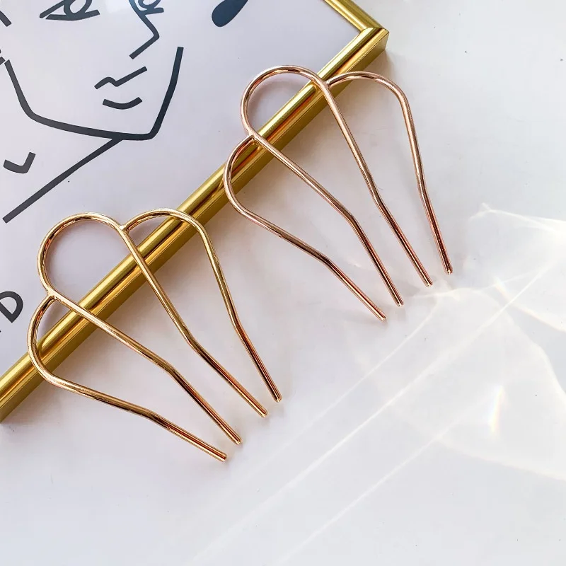  9.5 Hairpin Metal Alloy 4 Prong Hair Styling Tool Accessories Bun Pick Side Comb Pins Clips Grips Fork For Women