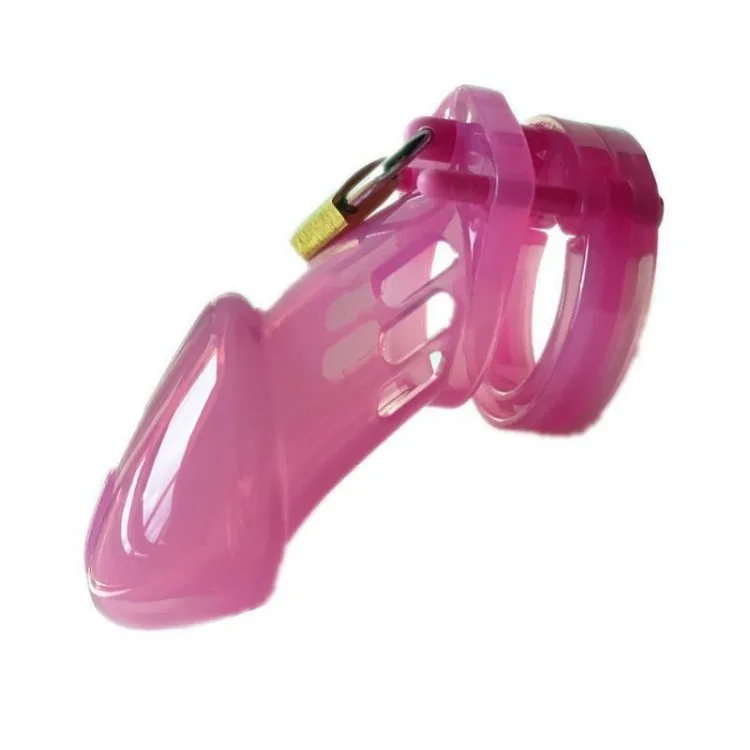 Cheap Pink Black plastic Male Chastity Cock Cage With 5 Penis Ring devices penis Cage Bondage Sex Toy For Men cock lock