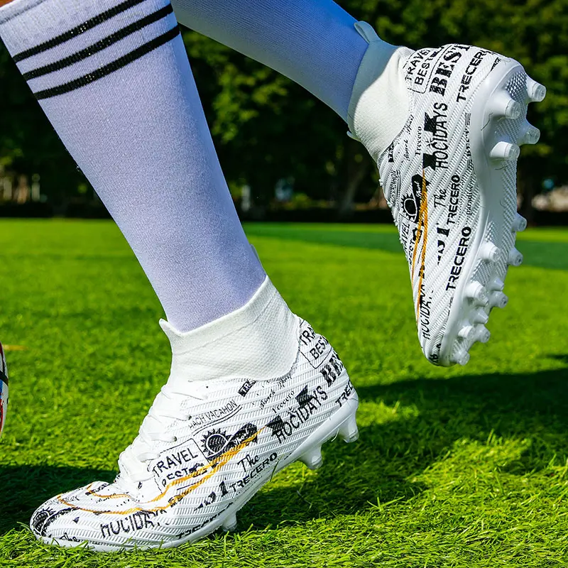 new style big size 35-47 High top long spikes football shoes men soccer boots