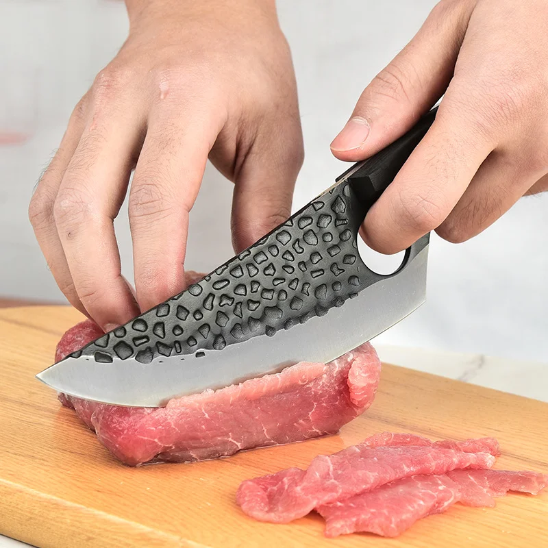 high carbon steel kitchen chef cleaver serbian hammer boning knife for sheep brisket slaughter meat butcher forged chopper knife