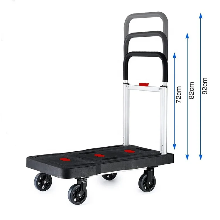 330lbs Multi-purpose design plastic Platform hand Truck four wheel can foldable home use Hand cart 150kg easy taken store Flatbe