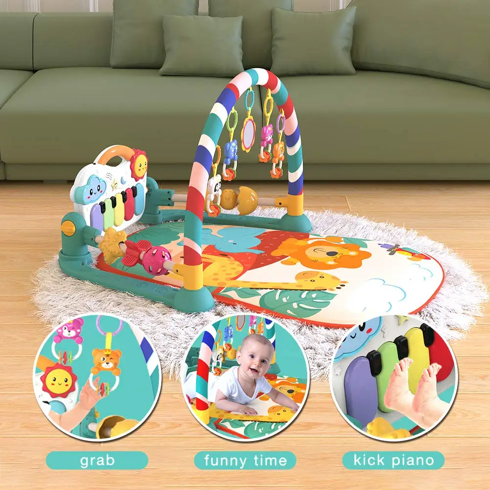 Sensory Development Piano Musical Activity Center High Contrast Gift for Newborn Baby 0 to 3 6 9 12 Months Baby Gym Play Mat
