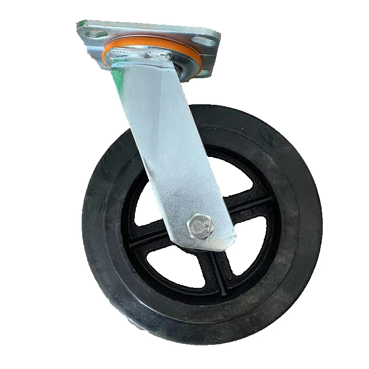 8inch Solid rubber heavy duty universal caster wheel with no brake