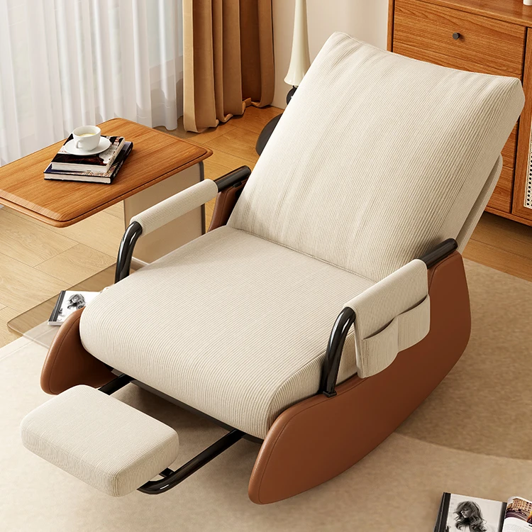 Modern hot selling wood furniture leisure lounge living room sofa fabric rocking chair