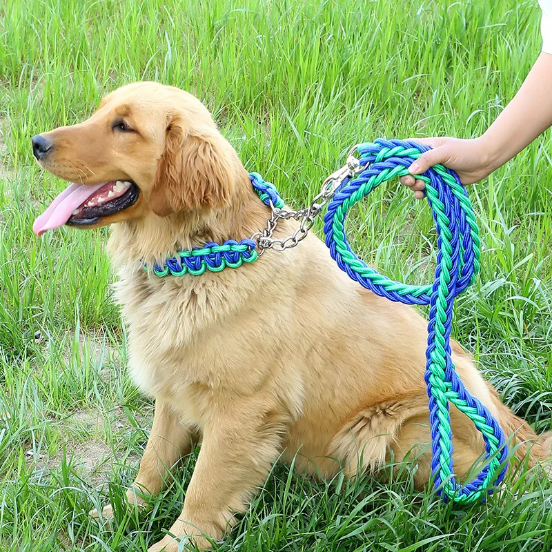 hot sell drop shipping Personalized logo Nylon woven rope Adjustable pet products dog leash collar