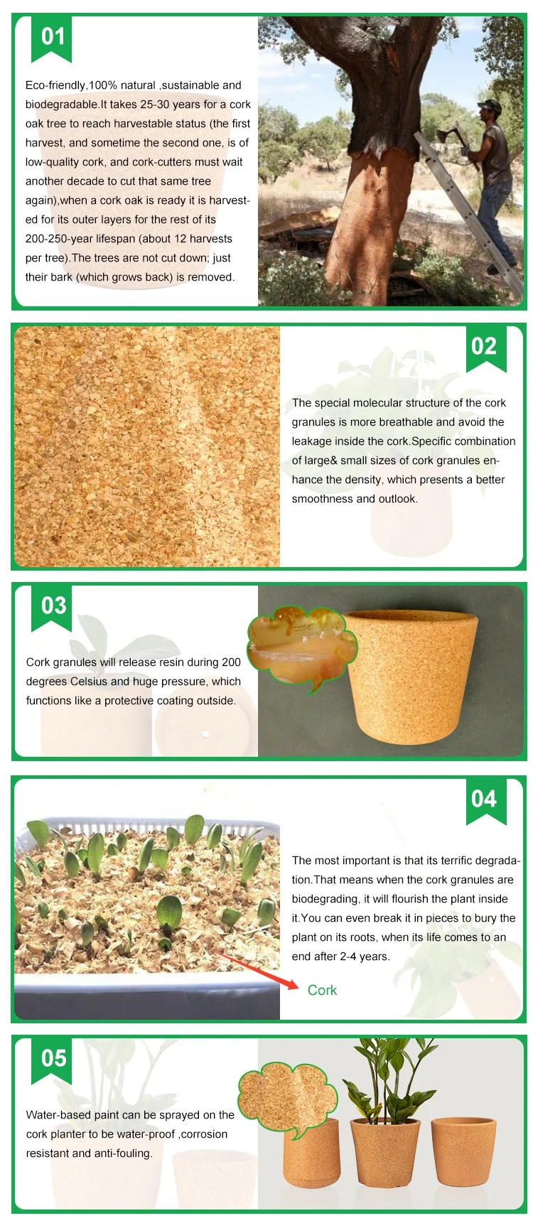 Корковый горшок для растений цветочный изготовление термоформовки под заказ полосатый корковый