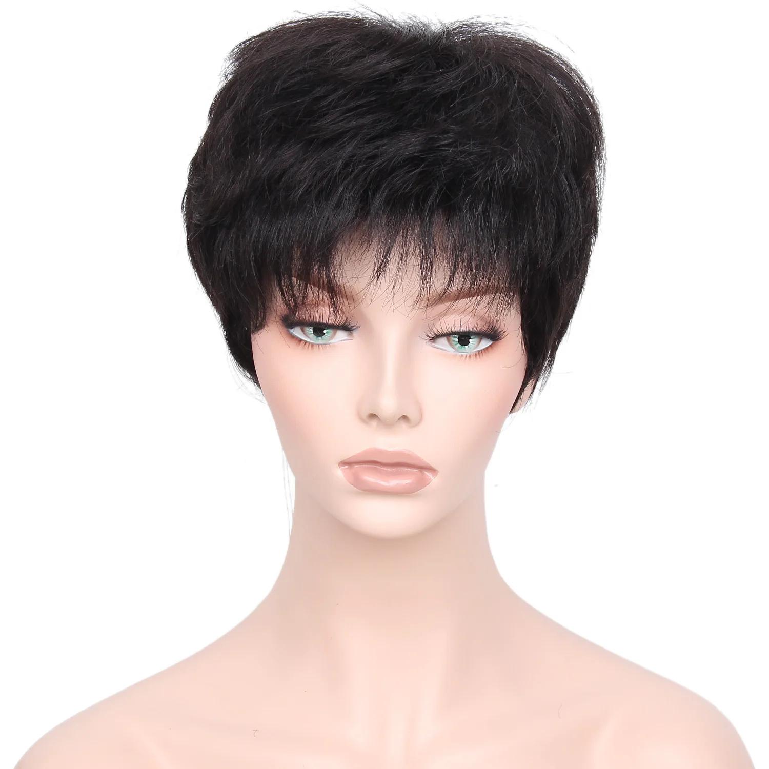 Оптовая продажа, вьетнамский бразильский парик из натуральных необработанных волос с выровненной кутикулой, индийская Черная Женская короткая прямая челка из человеческих волос