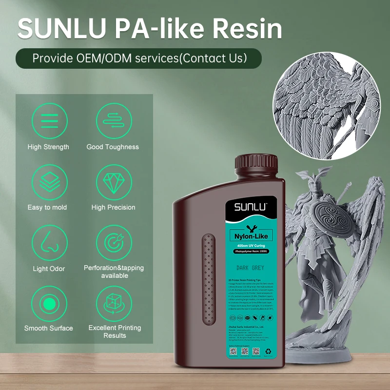 SUNLU 4k 6k 8k 3d printer resin high quality engineering tough 3d resin 405nm uv PA like 3d printing resin